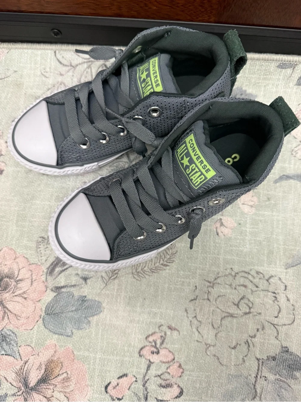 Converse Kids Gray High-Top Sneakers with White Toe Cap